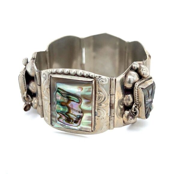 Chunky Taxco Mexico Silver 925 Bracelet - Picture 1 of 8